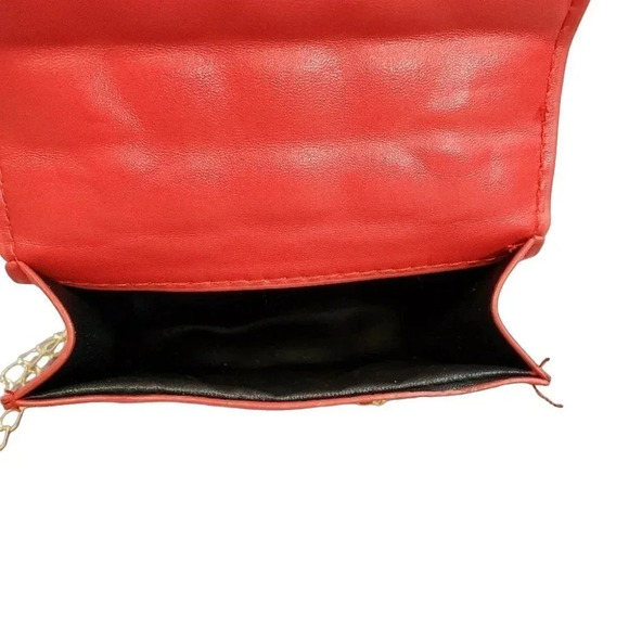 Red Golden Mini Clutch Handbag Purse. Pearls and Sparkles. - Picture 8 of 10